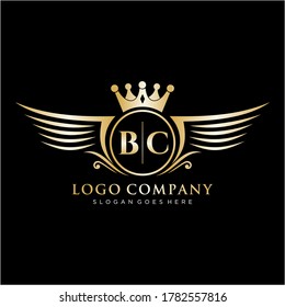 BC Letter Initial mit Royal Wing Logo Template.