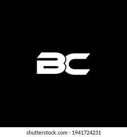 Logo de la carta BC con fondo negro. icono de letra BC. Diseño del logo de BC. B y C.