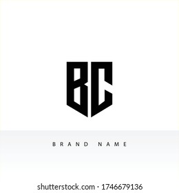 Diseño de logotipo de carta BC con tipografía moderna creativa y colores negros.