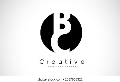 BC Letter Logo Design inside a Black Circle. Creative Lettering Logo Vector Illustration.