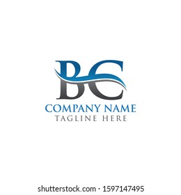 BC Letter Logo With Water Wave Business Typography Vector Template. Creative Letter BC Logo Design.
