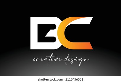 BC Letter Logo with White Golden Colors and Minimalist Design Icon Vector Illustration