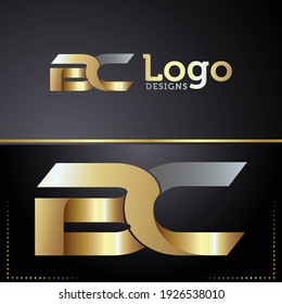 BC letter , luxury logo design isolated on black background