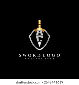 BC letter luxury monogram for shield and sword style image