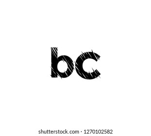 BC Letter Scratch Hand Drawn Chalk Effect Monogram Logotype