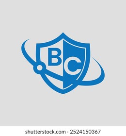 BC Letter With Security Shield Vector Logo