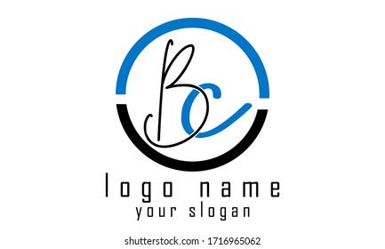 BC Brief Vektorillustration Logo mit schwarz-blau Farbe zusammen mit Kreis. 
