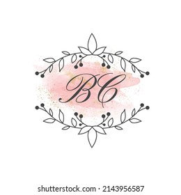 BC letters signature logo, Handwritten logo, BC, BC lettering, Letters BC, B and C logo with flower mandala, Brushstroke, wedding, fashion, floral and botanical