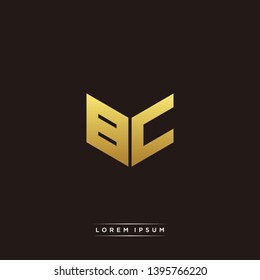 BC Logo Letter Initial Logo Designs Templete with Gold and Black Background