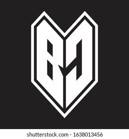 BC Logo monogram with emblem line style isolated on black background