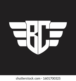 BC Logo monogram with emblem and wings element design template