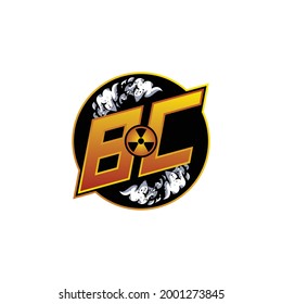 Logotipo BC Juego de monograma con forma de gas plantilla diseño vectorial icono moderno