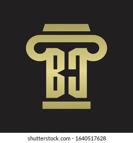 BC Logo monogram with pillar style design template with gold colors