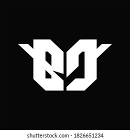 BC Logo monogram with single wings design template on black background