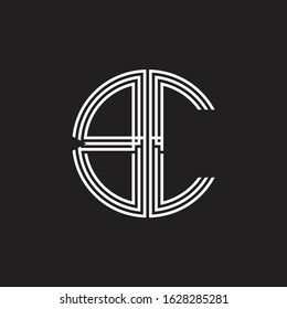 BC Logo monogram triple ribbon style line design template isolated on black background