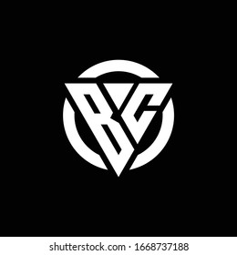 BC-Logo mit Dreiecksform und kreisrunder Design-Vorlage einzeln auf schwarzem Hintergrund