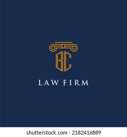 logotipo inicial de monograma BC para la firma de abogados con diseño de pilar