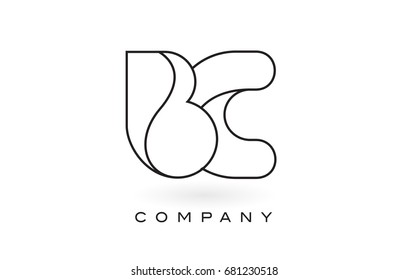 BC Monogram Letter Logo With Thin Black Monogram Outline Contour. Modern Trendy Letter Design Vector Illustration.