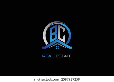 BC real estate letters logo design for construction or house. BC real estate letters logo Vector design