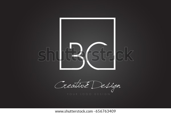 BC Square Framed Letter Logo Design Vector with\
Black and White Colors.