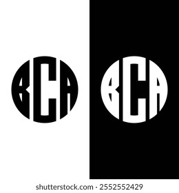 Diseño de logotipo de letra circular BCA con forma de círculo y elipse. Letras elipse BCA con estilo tipográfico.