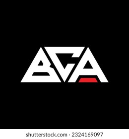 Diseño del logotipo de la letra del triángulo BCA con forma triangular. Monograma de diseño del logotipo del triángulo de BCA. Plantilla de logotipo vectorial de triángulo BCA con color rojo. Logo triangular de BCA Diseño sencillo, elegante y lujoso