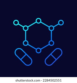 bcaa, amino acids line vector icon
