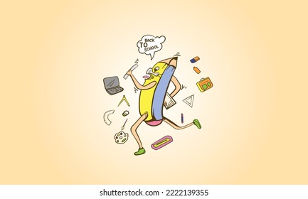 bcak to school doodle character vector illustration