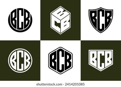 BCB initial letter geometric shape icon logo design vector. monogram, lettermark, circle, polygon, shield, symbol, emblem, elegant, abstract, wordmark, sign, art, typography, icon, geometric, shape
 svg