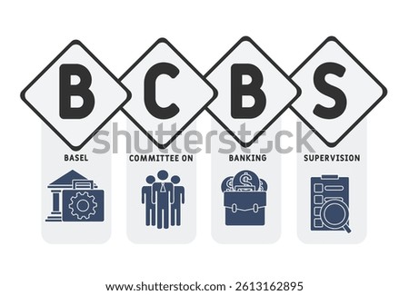BCBS basel committee on banking supervision acronym. business concept background. vector illustration concept with keywords and icons. lettering illustration with icons for web banner, flyer, landing 
