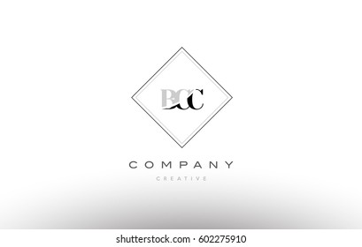 bcc b c c retro vintage simple rhombus three 3 letter combination black white alphabet company logo line design vector icon template 