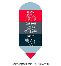 BCC - Blind Carbon Copy  acronym. business concept background.  vector illustration concept with keywords and icons. lettering illustration with icons for web banner, flyer, landing
