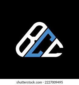BCC letter logo creative design with vector graphic, BCC simple and modern logo in round triangle shape.