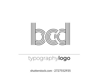 BCD modern geometric typography logo. Modern and stylish composition featuring a monochromatic typography logo illustration designed with intricate lines.