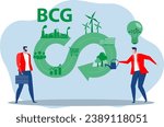 bcg economy investment,green energy Environment, sustainable industry with windmill and solar energy panels. Environmental, Social management problems and Corporate Governance concept 