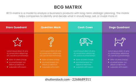 bcg growth share matrix infographic data template with big table banner colorfull concept for slide presentation