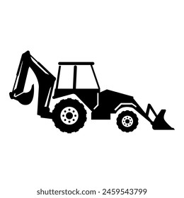 Bckhoe loader. Silhouette of backhoe loader vector image. A blank background that can be edited and replaced.