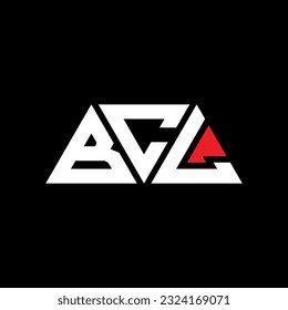 BCL triangle letter logo design with triangle shape. BCL triangle logo design monogram. BCL triangle vector logo template with red color. BCL triangular logo Simple, Elegant, and Luxurious design