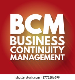 BCM Business Continuity Management - framework for identifying an organization's risk of exposure to internal and external threats, acronym text concept background