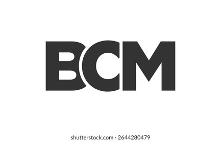 BCM logo design template with strong and modern bold text. Initial based vector logotype featuring simple and minimal typography. Trendy company identity ideal for businesses brand presence.