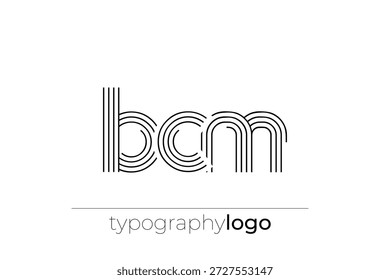 BCM modern geometric typography logo. Modern and stylish composition featuring a monochromatic typography logo illustration designed with intricate lines.