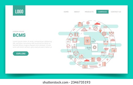 bcms business continuity management system concept with circle icon for website template or landing page homepage