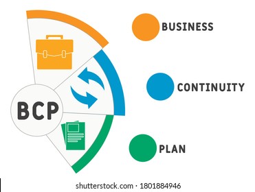 BCP  - business continuity Plan. acronym business concept. vector illustration concept with keywords and icons. lettering illustration with icons for web banner, flyer, landing page