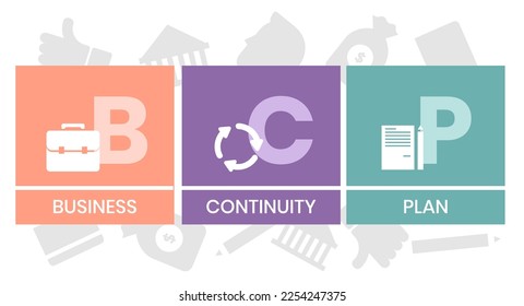 BCP - business continuity Plan. acronym business concept. vector illustration concept with keywords and icons. lettering illustration with icons for web banner, flyer, landing page