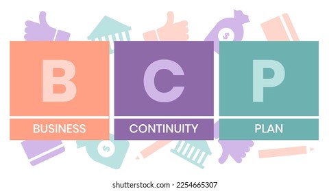 BCP - business continuity Plan. acronym business concept. vector illustration concept with keywords and icons. lettering illustration with icons for web banner, flyer, landing page