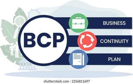 BCP - business continuity Plan. acronym business concept. vector illustration concept with keywords and icons. lettering illustration with icons for web banner, flyer, landing page