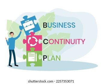 BCP - business continuity Plan. acronym business concept. vector illustration concept with keywords and icons. lettering illustration with icons for web banner, flyer, landing page