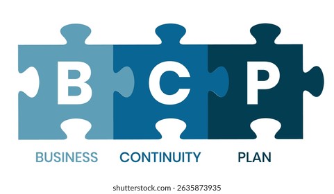 BCP - Plan de continuidad del negocio. concepto de negocio de acrónimo. concepto de Ilustración vectorial con Palabras claves e íconos. ilustración de letras con íconos para Anuncio de Web, volante, página de destino