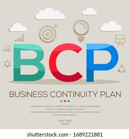  BCP Mean (business Continuity Plan) ,letters And Icons,Vector Illustration.