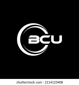 BCU letter logo design with black background in illustrator, vector logo modern alphabet font overlap style. calligraphy designs for logo, Poster, Invitation, etc.